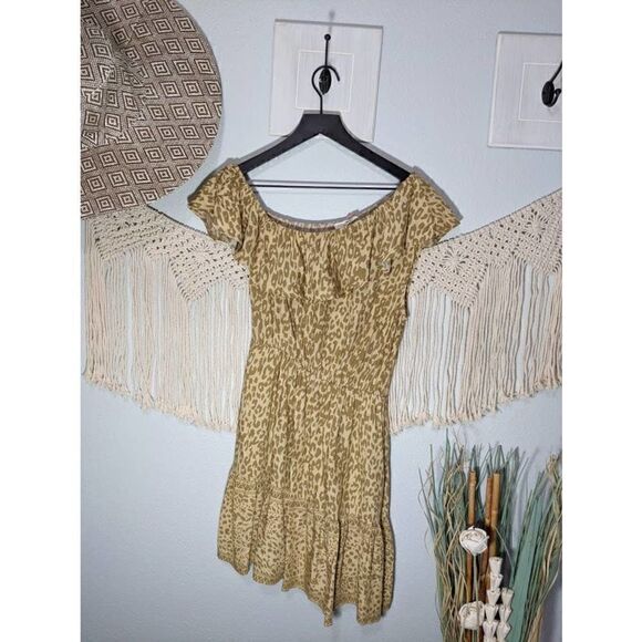 Leopard Print Off Shoulder Dress - Picture 1 of 15